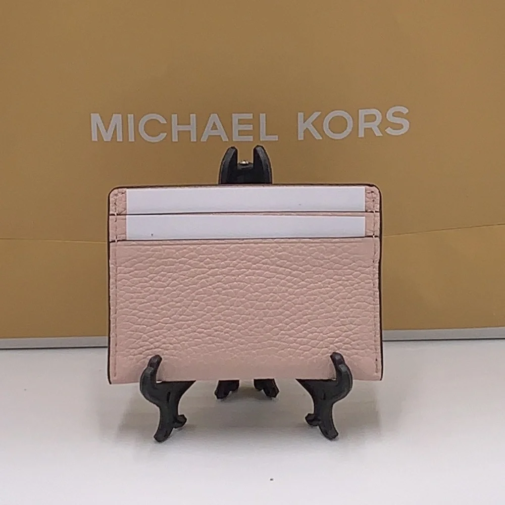 MICHAEL KORS Reed Large Pebbled Leather Card Holder Case Wallet POWDER BLUSH